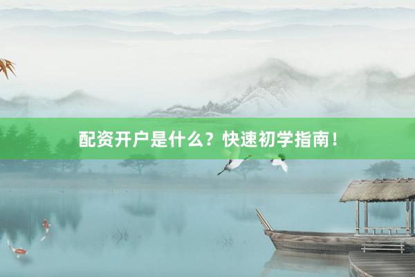 配资开户是什么？快速初学指南！