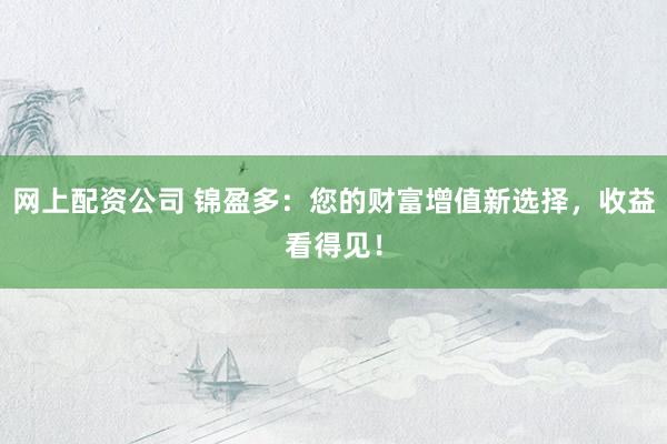 网上配资公司 锦盈多：您的财富增值新选择，收益看得见！