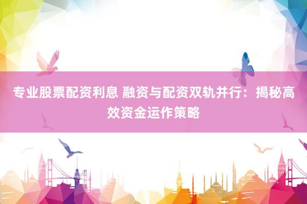 专业股票配资利息 融资与配资双轨并行：揭秘高效资金运作策略