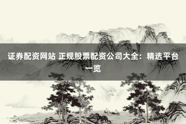 证券配资网站 正规股票配资公司大全：精选平台一览