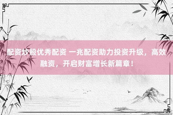配资炒股优秀配资 一兆配资助力投资升级，高效融资，开启财富增长新篇章！